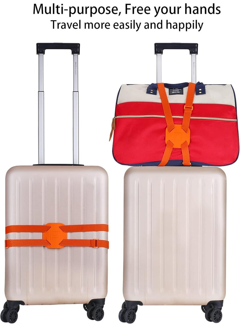 Luggage Straps Bag Bungees for Add a Bag Easy to Travel Suitcase Elastic Strap Belt Long Orange L Orange - Image 3